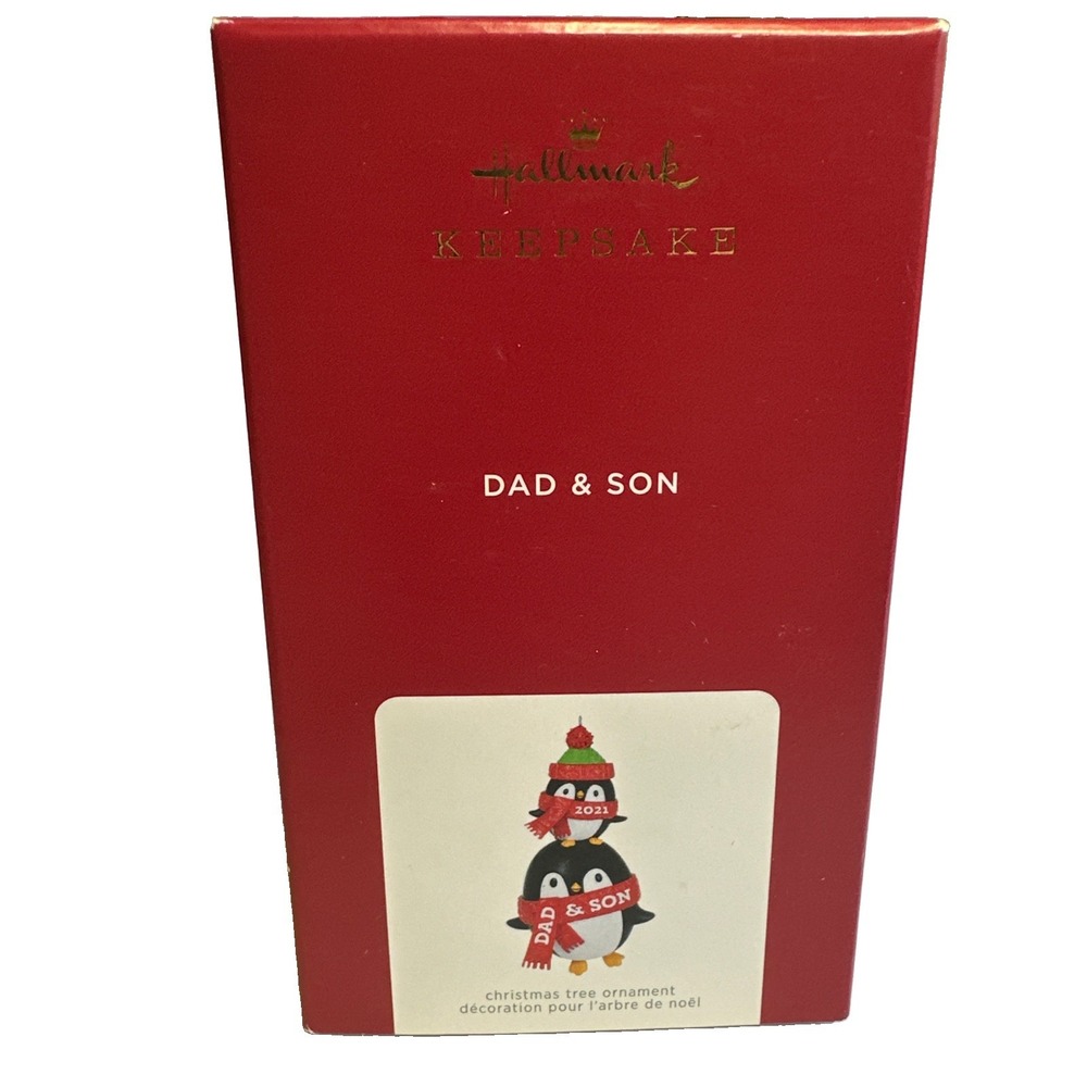 2021 Brand New Hallmark Keepsake Dad & Son Penguin Christmas Tree Ornament New